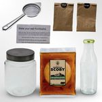 Peepal Farm Brew Your Own Kombucha Starter Kit | Complete kit with Kombucha SCOBY, Starter Tea, Loose Leaf Tea, Sugar,1 Glass fermentation Jar, and 1 Stainless Steel Strainer, 1 Glass Bottle, and Instruction Manual