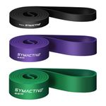 Amazon Brand - Symactive Heavy Resistance Band (Set of 3), with Door Anchor for Workout Set Exercise | Resistance Bands | Loop Bands | Toning Bands | Home & Gym | for Men & Women (Black/Purple/Green)