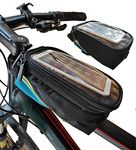 3A Featuretail Bicycle Handlebar Frame Polyester, Nylon Fabric and Metal Front Pannier Frame Bag with Mobile Pouch (Black)