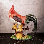 THE WHITE INK DECOR Feng Shui Rooster showpiece for Health Wealth & Happiness Statue Good Fortune, Harmony & Protection Politicking, Backbiting, Jealousy (Multicolor) (14 inches)