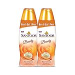 Santoor Beauty Perfumed Talc with Sandalwood Extracts| Sandal, Rose, Musk & Geranium Mint Fragrance| Absorbs Excess Moisture| Dermatologically Tested| For All Skin Types (150g, Pack of 2)