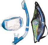 TUSA Sport Adult Imprex 3D Purge Mask and Dry Snorkel Combo, Fishtail Blue (w/Reusable Bag), UC-3325P-FB