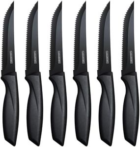 LAZAHOME Steak Knives Set of 6, Steak Knife with Serrated Edge,Stainless Steel Kitchen Knife with Ergonomic Handle, Dishwasher Safe Kitchen Steak Knife Set, Rust-Proof