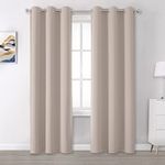 DUALIFE Warm Taupe Room Darkening Curtain Panels - Light Blocking Privacy Sliding Door Closet Curtain Covers for Bedroom/Dining Room, 34 by 80 Inches Long, 2 Panels