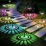 Bright Solar Pathway Lights 6 Pack,Color Changing+Warm White LED Solar Lights Outdoor,IP67 Waterproof Solar Path Lights,Solar Powered Garden Lights for Walkway Yard Backyard Lawn Landscape Decorative