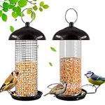 RUN.SE 2 PCS Tube Bird Feeders for Outdoors Hanging Heavy Duty Metal Bird Feeder 9oz for Cardinals, Finch, Blue Jay, Sparrows and Wild Birds (Black)