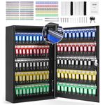 VEVOR 200-Key Cabinet, Key Lock Box with Adjustable Racks, Security Key Storage Box Steel, Key Organizer with 200 Colorful Key Tags and 4 Record Cards for School, Office, Hotel