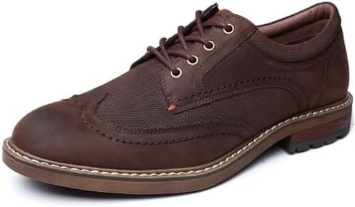 Mens Dress Shoes, Lace Up Casual Oxford Wingtip Brogue Formal Business Oxfords, Coffee 13