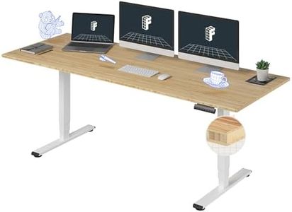 FLEXISPOT Pro 3 Stages Dual Motor Electric Standing Desk 200x75 cm Bamboo Whole-Piece Board Height Adjustable Desk Electric Stand Up Desk Sit Stand Desk(White Frame + Bamboo Desktop)