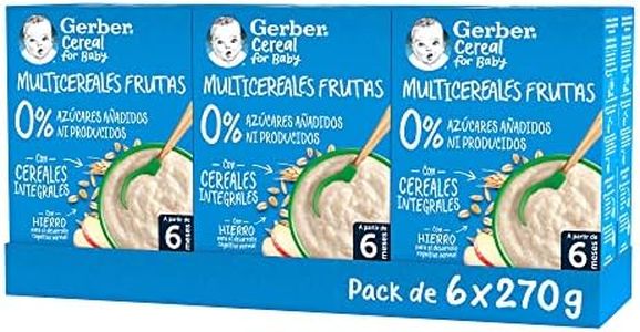 GERBER Multicereales Fruta, Papilla de Cereales para Bebés 6x270g, a partir de 6 meses