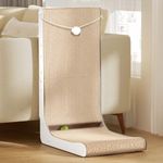 Gimars L Shape 68cm Cat Scratcher, Cat Scratching Board with Plush & Catnip Balls, Large Size Cat Cardboard Scratcher Wall Mounted, Cat Toys for Protecting Furniture