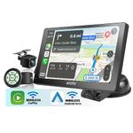 ATOTO P8 Portable 7'' QLED Display Car Radio, with HD 1080P Rear DVR Cam, On-Dash Camera Input, Wireless Carplay & Wireless Android Auto, Remote Control, WDR & Auto Dimmer, P807SD-RC