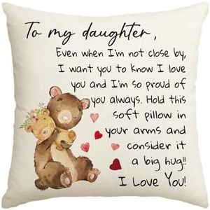 AVOIN colorlife to My Daughter Throw Pillow Cover, 18 x 18 Inch Daughter Gift Lady Girls Birthday Cushion Case from Mum Dad