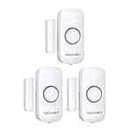 TECKNET Door Alarm Sensor, Mini Window Alarm Sensors, Door Sensor Alarm for Home Security Systems with Quick Loud 100dB Ring Alarm, Wireless Burglar Alarms for House, Shop, Office, Garage (3 PCS)