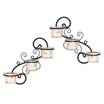 Briarwood BR-CN-5098BC Decorative Tea Light Candle Holder Wall Sconce Set, Black, Metal, Set of 2