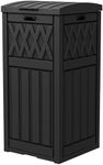 DWVO 38 Gallon Outdoor Trash Can, Resin Garbage Can with Tiered Lid and Drip Tray, Waterproof Trash Bin for Patio, Kitchen, Backyard (Black)