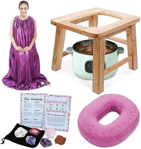 Yoni Steam Kit with Healing Crystal, Yoni Steam Seat with Crystals & Stones for Women, V Steam at Home Kit, Vaginial Detox & Postpartum Care, Vaginal Steaming Chair, Gown & Cushion (No Steamer)