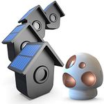 HTZSAFE 1/2 Mile Long Range Solar Driveway Alarm - Outdoor Weatherproof Wireless Motion Sensor&Detector- Portable Receiver Has Long Last Backup Battery - DIY Security System- 1 Receiver + 4 Sensors