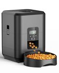 Automatic Cat Feeder, Timed Cat Food Dispenser with 1-4 Meals Per Day for Cats and Small Dogs, 2L Auto Pet Feeder for Dry Food with Programmable Portion Control,Dual Power Supply, Easy to Clean, Black