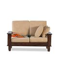 Dews Furniture Sheesham Wood Single Seater Sofa for Home Hall Office | Sofa for Living Room Guest Room | Solid Wooden Sofa Cum Couch Furniture (Natural Brown Finish) (with Cushions, Without Pillows)