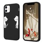 JOYLAND Cartoon Kitty Black Animals Phone Case Lovely Couple Cats Designed Girls Women Cover Soft Liquid Silicone Rubber Shockproof Reinforced Corner Bumper Protective Shell for iPhone 6 Plus/6s Plus