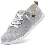 STQ Womens Slip On Tennis Shoes Canvas Loafers Fashion Sneakers with Low Top for Walking Driving Iron Grey Size 8