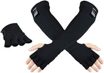 100% Kevlar Protective Sleeves- Anti Heat Scratch & Cut Resistant Arm Sleeve with Finger Opening- Safety Sleeves for Arms- Long Arm Guard Protector for Work Welding- Bite Proof- 18 Inches Black 1 Pair, Black, Full Size