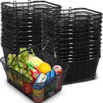 20 Pack Black Grocery Shopping Baskets with Handles 15.8 x 11.8 x 7.5 Inch Portable Wire Baskets Metal Mesh Market Baskets Bulk for Supermarket Retail Store Supplies