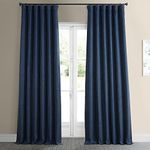 HPD Half Price Drapes BOCH-LN185-P Faux Linen Room Darkening Curtains for Bedroom (1 Panel), 50 X 108, Indigo