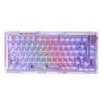 KiiBoom Phantom 81 V2 75% Hot Swappable Upgraded Crystal Gasket-Mounted Mechanical Keyboard, Triple Mode NKRO Gaming Keyboard with South-facing RGB, Clear Keycaps, 4000mAh Battery for Win/Mac (Purple)