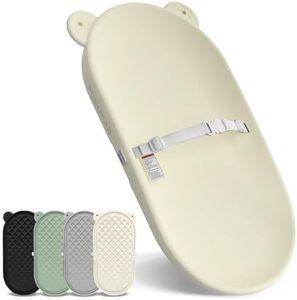 FLEUFAB Baby Changing Pad, EVA Waterproof Non-Slip Changing Table Pad with Adjustable Strap for Dresser Changing Table Nursery, Portable Diaper Changing Pad, Oat