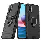 CEDO Rugged Redmi Note 10 / Note 10S (4G) Defender Case | Rotating Ring Holder & Kickstand in-Built | Military Grade Armor | Bumper Back Cover (Black)