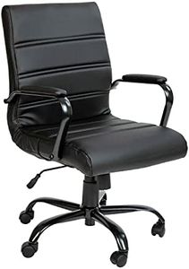 Flash Furniture Midback Executive Rotating Office/Desk Chair, Black Soft Leather, Black Frame, Arms, W 23.0 x D 24.0 x H 40.2 inches (58.4 x 61.0 x 102.0 cm)