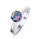 Narica Women's Brilliant Rainbow Topaz CZ Plated Sterling Silver 925 Wedding Engagement Ring Size 8