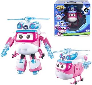 Super Wings Dizzy Deluxe Transforming, 2 Modes Robot Deformation Airplane Action Figures Anime Toys for 3+ Year Old Boys Girls w/Lights & Sounds, 6", Verts