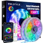 130ft/40m LED Lights Strip for Bedroom Music Sync, App Controlled Bluetooth LED Lights Rope, with Remote 16 Million Color Changing LED Strip Lights, Sensitive Built-in Mic, RGB LED Light Strips