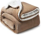 BSB HOME Polyester Micromink Warm Sherpa Super Soft Flannel Solid/Plain Blanket for Light/Mild Winter, Light Brown, Size 150 x 230 Cms (Approx 4.7 x 7 ft, Single)