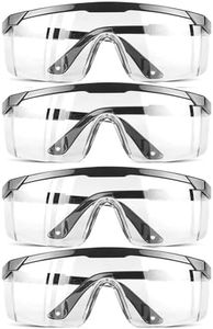 HPYNPES Safety GlassesClear Anti-Fog Goggles Over-Spec Glasses Protective Eye Wear Industrial Approved Wide-Vision（4 PACK）