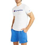 Champion, Powerblend, Soft, Graphic, Comfortable T-Shirt for Men, White Script, Large