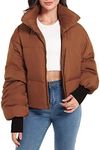 Orolay Womens Winter Oversized Short Down Jacket Crop Zip Puffer Coat Coffee M