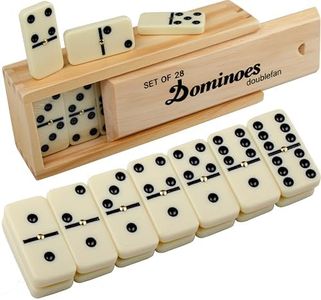 Dominoes Double 6, DOUBLEFAN Game Set with Spinner for Kids, 28 pcs