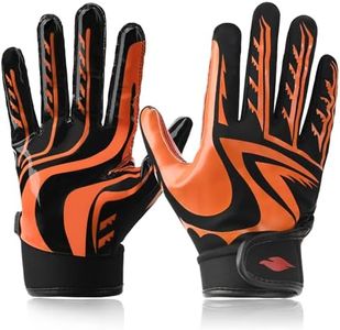 RSPGO Kids Football Gloves Youth Enhanced Grip Silicone Wide Receiver Gloves,Sporty Orange XS/S