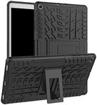 MoreFit Hybrid Armor Back Cover Case with Kickstand Wheel Pattern for Samsung Galaxy Tab A 10.1 T510 /T515 2019 - Black