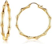 Barzel 18k Gold Plated Bamboo Earrings For Women (Gold)