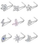 Tornito 9Pcs Nose Rings Stud L Shap