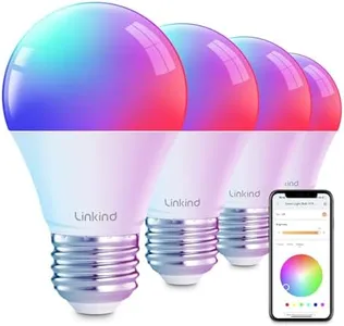 Linkind Smart Light Bulbs, Smart Bulb That Work with Alexa & Google Home, LED Light Bulbs Color Changing, 64 Preset Scenes, Music Sync, A19 E26 2.4GHz RGBTW WiFi Bluetooth Light Bulb 60W, 800LM, 4Pack