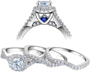 Newshe Engagement Wedding Ring Set for Women 925 Sterling Silver 3pcs Round White AAA Cz Size 9
