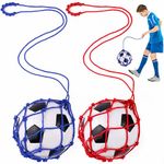 TOBWOLF 2PCS Solo Soccer Kick Trainer Net, Football Net Kicker Fits Ball Size 3, 4, 5, Soccer Practice Kick Bungee Trainer Juggling Net, Football Training Soccer Kick/Throw Trainer for Youth Adults