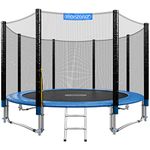 MONZANA® 10ft Complete Trampoline Set | TÜV SÜD GS Certified | 305cm With Safety Net Access Ladder Edge Cover Spring Tool | Home Childrens Garden Outdoor | Blue Black