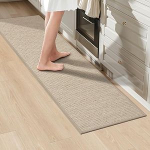 LEKEEPGO Kitchen Mat 17"x59", Absorbent Kitchen Rugs and Mats, Kitchen Mats Non Slip Washable, Kitchen Floor Mat for Laundry, Hallway, Office, Beige